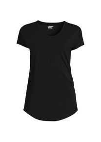 LANDS' END Shirt aus Baumwolle/Modal-Mix mit Ballett-Ausschnitt, Damen,  Schwarz, Baumwolle Modal, by Lands' End
