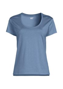 LANDS' END Supima&reg; Shirt mit Ballettausschnitt und kurzen &Auml;rmeln, Damen,  Blau, Baumwolle, by Lands' End