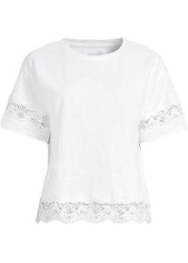 LANDS' END Flammgarn-Shirt mit Bord&uuml;ren in Plus-Gr&ouml;&szlig;e f&uuml;r Damen, Damen, size: plus, Wei&szlig;, Baumwolle, by Lands' End