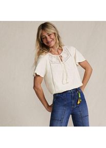 LANDS' END Flammgarn-Jerseyshirt mit kurzen Fl&uuml;gel&auml;rmeln f&uuml;r Damen, Damen, size: regular, Blau, Baumwolle, by Lands' End