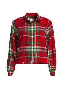 LANDS' END Verk&uuml;rzte Flanellbluse f&uuml;r Damen in Plus-Gr&ouml;&szlig;e, Damen, size: plus, Rot, Baumwolle, by Lands' End