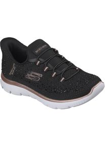 Skechers Summits Brilliant Shine Damen Schwarz Mesh/Ros&eacute;gold Akzent Sneaker