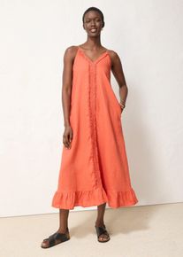 bonprix Maxikleid aus reinem Leinen, rot, Gr.38, sommerliches Leinen Maxikleid mit verstellbaren Spaghetti-Tr&auml;gern und schm&uuml;ckender R&uuml;sche, aus Leinen