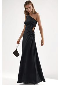 Asymmetrisches Kragen Cut-Out Maxi-Kleid