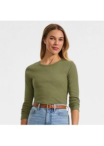 LANDS' END Langarmshirt aus mikrofeinem Baumwollripp, Damen,  Gr&uuml;n, Baumwolle/Elasthan, by Lands' End
