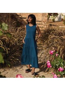 LANDS' END Flammgarn-Maxikleid aus reiner Baumwolle f&uuml;r Damen, Damen, size: regular, Blau, Baumwolle, by Lands' End