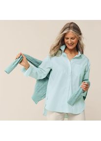 LANDS' END B&uuml;gelfreie, lange Baumwoll-Hemdbluse f&uuml;r Damen in Petite-Gr&ouml;&szlig;e, Damen, size: petite, Gr&uuml;n, Baumwolle, by Lands' End