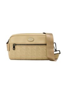 Lacoste - Umh&auml;ngetasche, Geometrisches Muster, Leder (Beige)