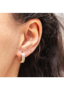 dKeniz Creolen 925/- Sterling Silber vergoldet Pave