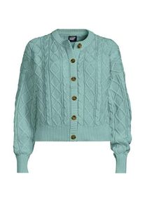LANDS' END Zopfmuster-Cardigan DRIFTER, Damen,  Gr&uuml;n, Baumwolle, by Lands' End