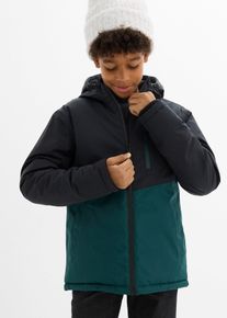 bonprix wasserdichte Winterjacke im Colourblocking mit Kapuze, gr&uuml;n, Gr.128/134, Praktische Jungen Winterjacke