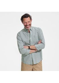 LANDS' END Gemustertes Popeline-Hemd mit langen &Auml;rmeln f&uuml;r Herren, Herren, size: regular, Gr&uuml;n, Baumwolle, by Lands' End