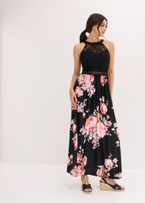 bonprix Maxikleid mit Spitze, schwarz, Gr.50, Jerseykleid mit Spitzen-Oberteil