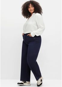 sheego Gro&szlig;e Gr&ouml;&szlig;en Chinohose mit weitem Bein, tiefblau, Gr&ouml;&szlig;e 44 - Damen