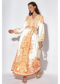 Paisley A-Linie Maxi-Kleid mit Bindeg&uuml;rtel