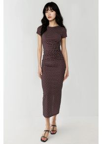 Leopardprint Maxi-Kleid mit kurzen &Auml;rmeln