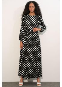Floralcrew-Neck-Maxi-Strickkleid mit Schleifendetail