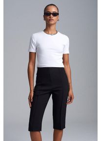 Hochtaillierte Gerade Capri-Shorts mit Schlitz