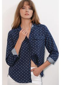 Oversized Punkte Gewebtes Hemd