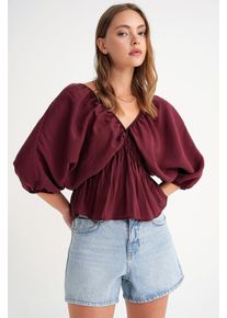 V-Ausschnitt-Bluse mit R&uuml;schendetail