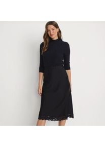 LANDS' END Spitzenshirt mit Stehkragen, Damen,  Schwarz, Elasthan/Nylon-Mischung, by Lands' End