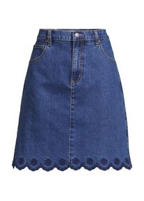 LANDS' END Kurzer Soft Denim Rock mit besticktem Saum, Damen,  Blau, Elasthan/Baumwoll-Mischung, by Lands' End
