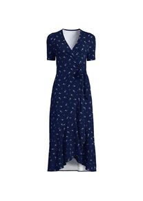 LANDS' END Wickelkleid aus Baumwoll/Modalmix mit kurzen &Auml;rmeln, Damen,  Blau, Elasthan/Baumwoll-Mischung/Synthetic-blend, by Lands' End
