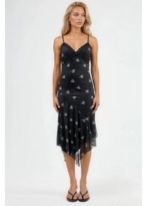 V-Ausschnitt Print Bodycon Maxikleid mit Spitzen Detail