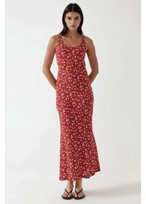 Allower Bl&uuml;tenmuster U-Hals Maxikleid