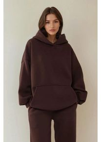 Lockerer Oversized-Pullover mit Kapuze und K&auml;ngurutasche