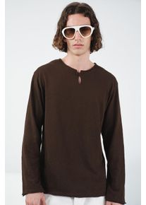 Herren Baumwoll Rundhalsausschnitt Langarm T-Shirt