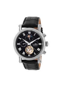 Heritor Automatikuhr Winston Halbskelett mit Lederarmband