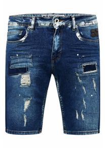 Rusty Neal Destroyed Jeans Short Slim Fit "NAVITO" Dark Blue Used