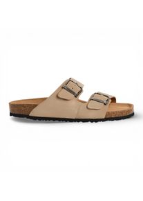 Tamaris Herren-Sandalen aus sandbeigem Leder mit Fu&szlig;bett zum Hineinschl&uuml;pfen