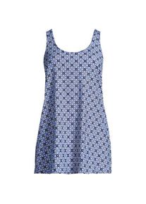 LANDS' END Badekleid mit rundem Ausschnitt, Damen,  Blau, Elasthan/Nylon, by Lands' End