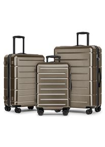 Novel Reisekofferset, Braun, Metall, Kunststoff, Textil, 3-teilig, Bsci, 360&deg;-Rollensystem, TSA-Schloss, Tragehenkel, verstellbarer Schultergurt, Netzfach, Freizeit, Koffer & Taschen, Reisekoffer-Sets