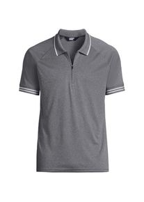 LANDS' END Piqu&eacute;-Poloshirt mit Rei&szlig;verschluss, Herren,  Grau, Polyester, by Lands' End