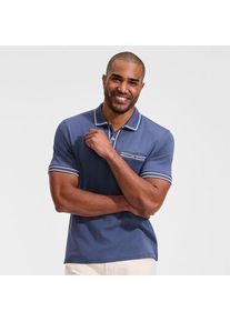 LANDS' END Supima-Poloshirt mit Streifendetails, Herren,  Blau, Baumwolle, by Lands' End