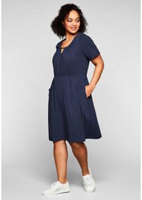 sheego Gro&szlig;e Gr&ouml;&szlig;en Jerseykleid mit Cut-out am Ausschnitt, marine, Gr&ouml;&szlig;e 50 - Damen