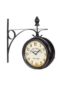 Relaxdays Wanduhr, Schwarz, Metall, Glas, 35x35x10 cm, Dekoration, Uhren, Wanduhren
