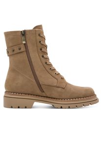 Tamaris Damen Fashion Camel Beige Leder Schn&uuml;rstiefeletten mit Rei&szlig;verschluss