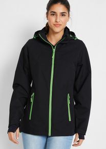 bonprix Wasserdichte Funktions-Jacke mit reflektierenden Details, schwarz, Gr.38, Sportliche Regenjacke mit abnehmbarer Kapuze und versiegelten N&auml;hten