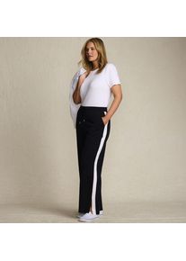 LANDS' END Gerade Jerseyhose mit Kontraststreifen, Damen,  Schwarz, Baumwolle, by Lands' End