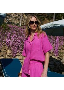 LANDS' END Kurz&auml;rmelige Musselin-Bluse in Petite-Gr&ouml;&szlig;e, Damen, size: petite, Pink, Baumwolle, by Lands' End