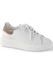 LANDS' END Plateau-Sneakers aus Leder, Damen,  Wei&szlig;, Leder, by Lands' End