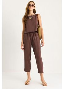 &Auml;rmelloses Crew-Neck-Bluse und Karottenhose Set