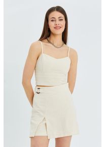 Herzen-Kragen Figurbetonte Cropped-Bluse