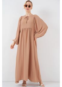Texturiertes gemustertes Maxikleid mit Schleife