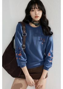 Modal Touch Rundhals Bestickter Sweatshirt