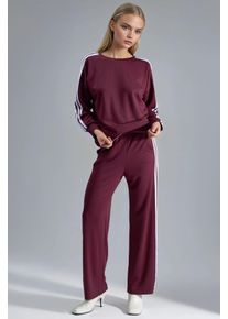 Gestreiftes Sweatshirt mit Rundhalsausschnitt und gerade geschnittene Hose Coord